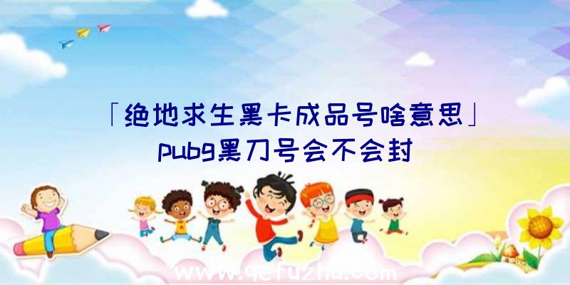 「绝地求生黑卡成品号啥意思」|pubg黑刀号会不会封